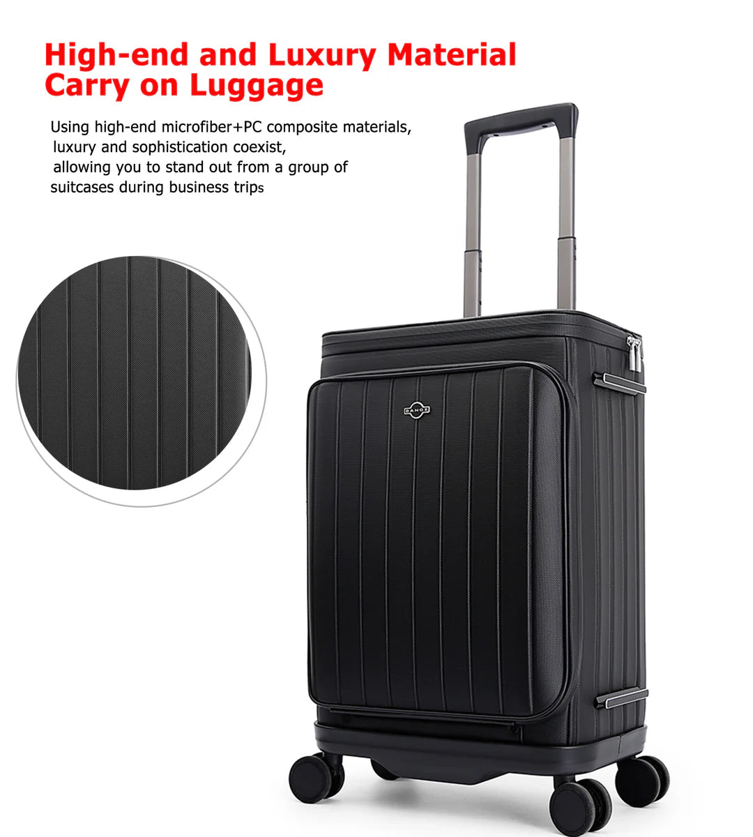 feilario 20in Luxury Hardshell Carry-On Luggage, Microfiber PC Spinner Wheels Airline-Approved Suitcase with TSA-Approved Lock for Effortless Travel