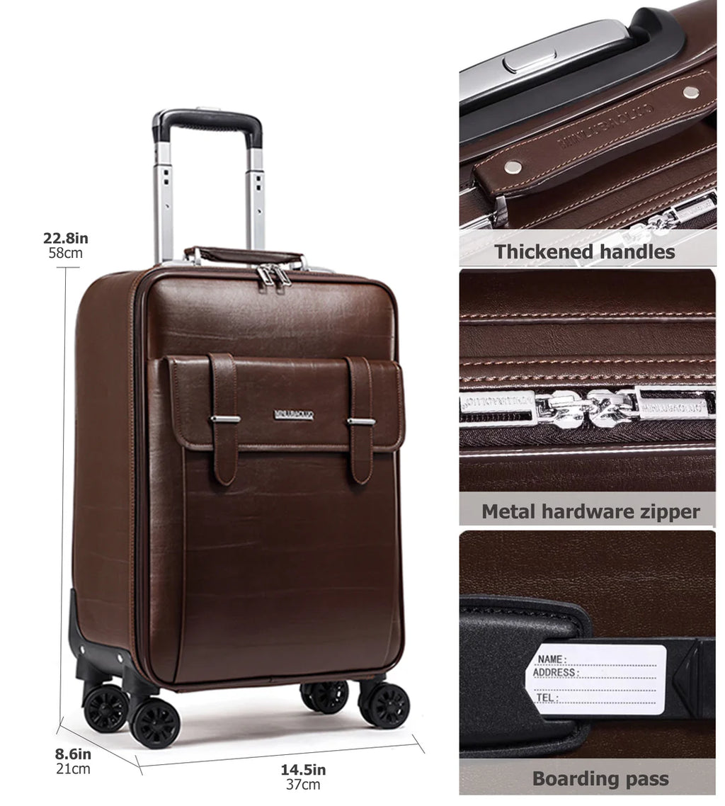 PVC Leather Business Carry-On Spinner Luggage