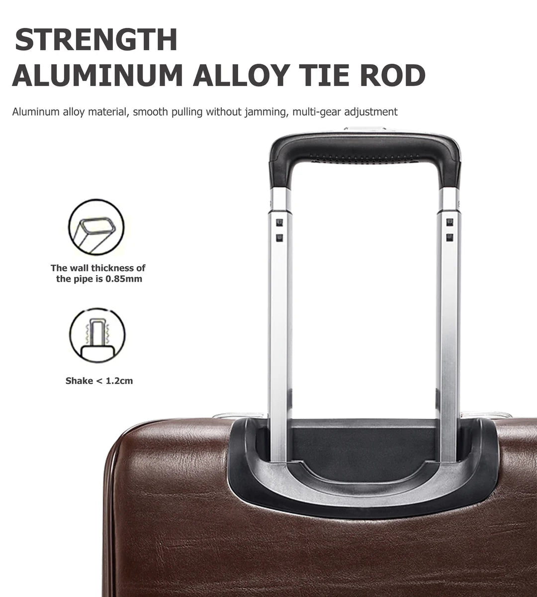 PVC Leather Business Carry-On Spinner Luggage