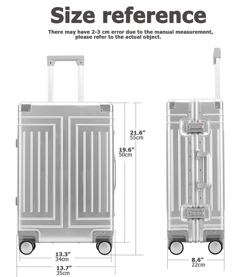 All Aluminum Hard-Shell Zipperless Carry-On Spinner Luggage
