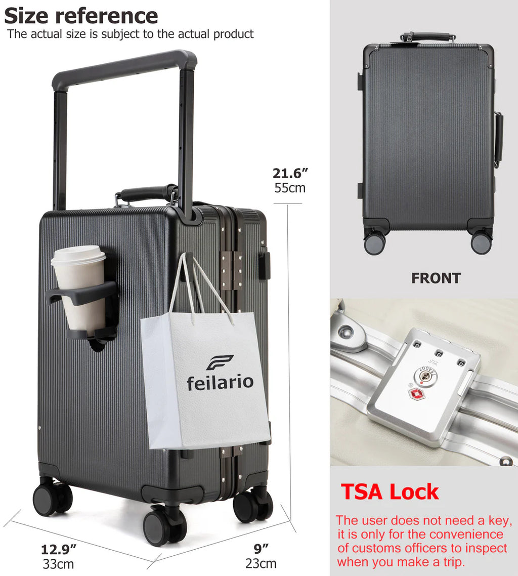 Aluminum Frame Wide Handle Spinner Luggage
