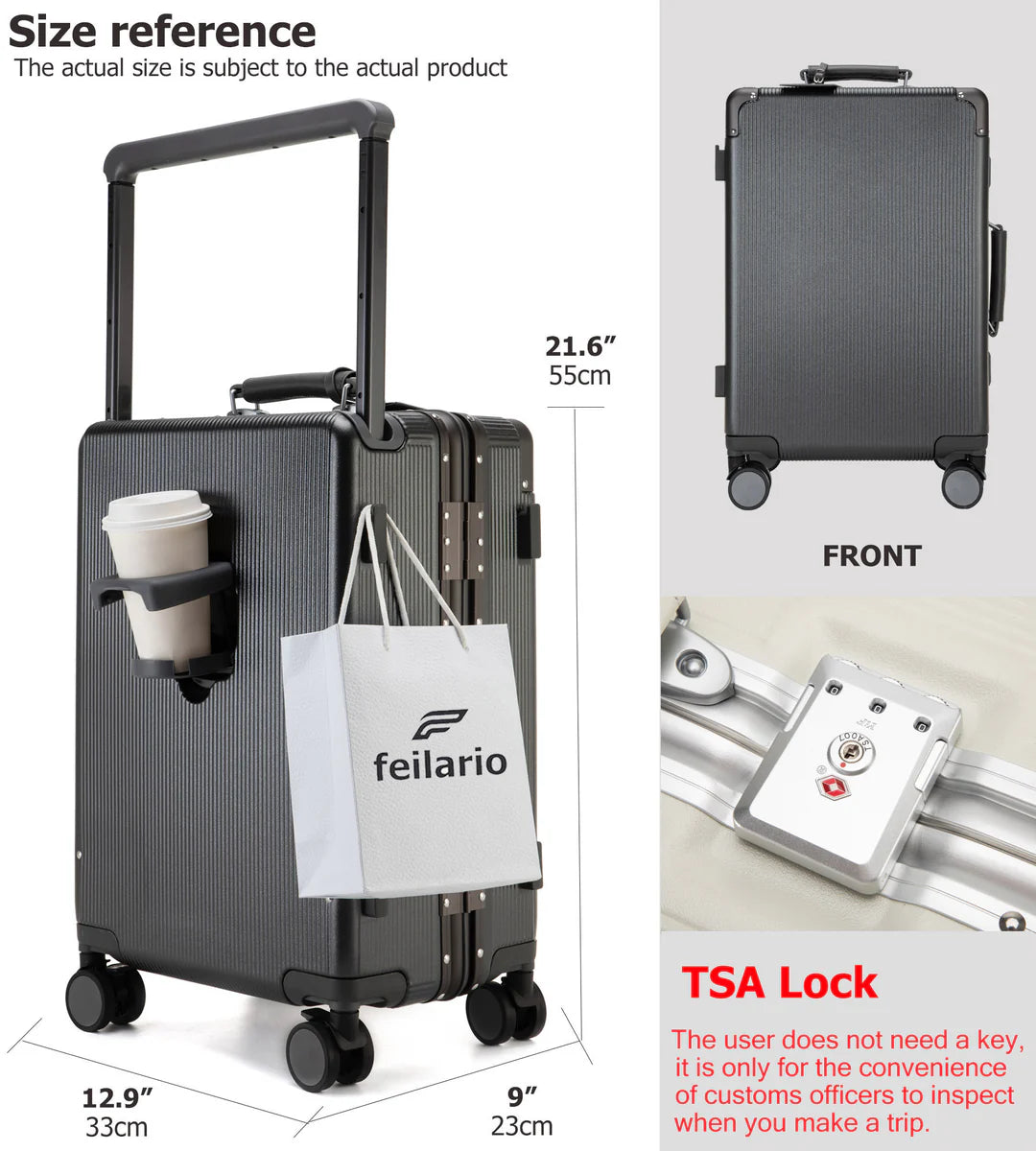Aluminum Frame Wide Handle Spinner Luggage