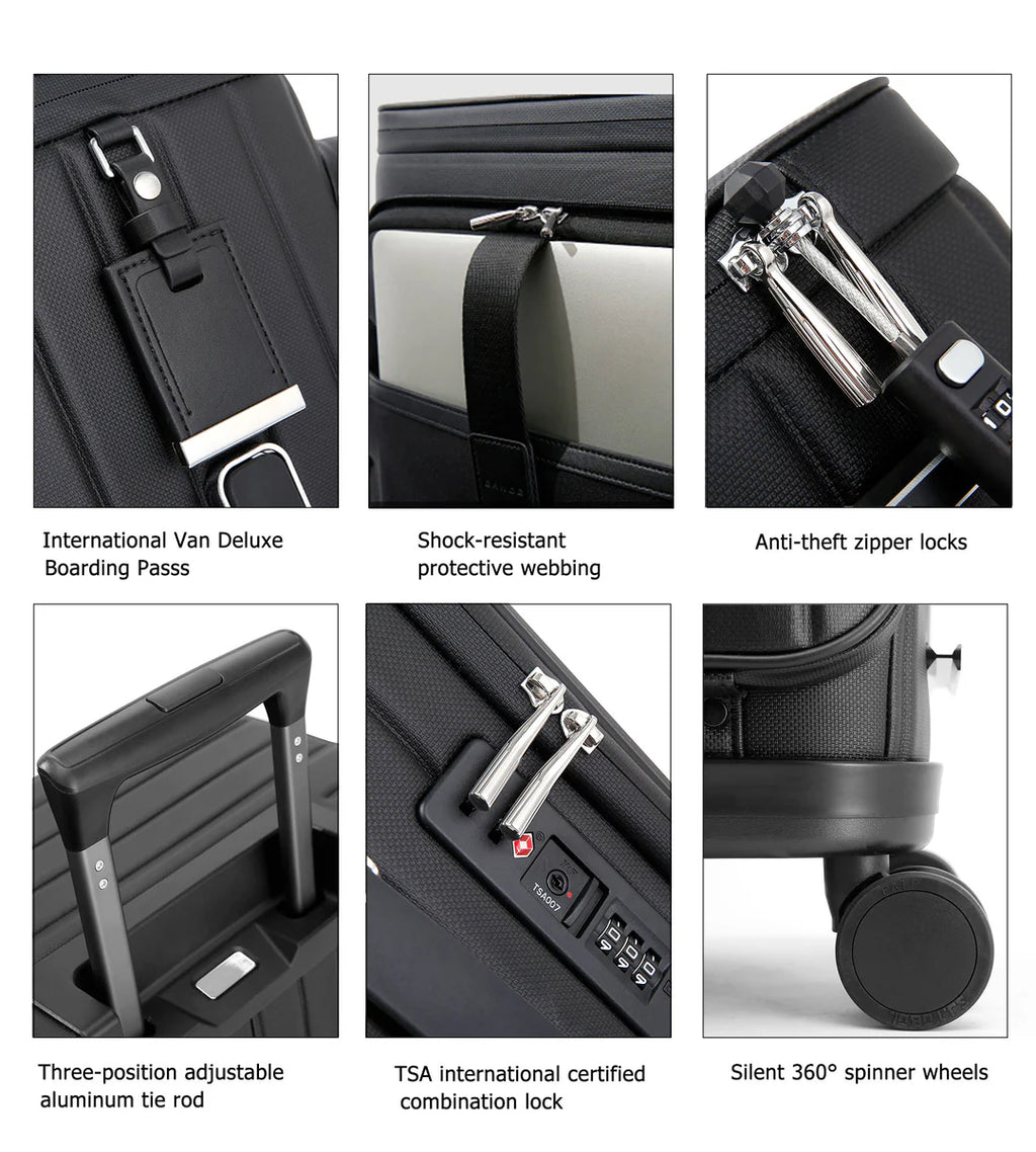 feilario 20in Luxury Hardshell Carry-On Luggage, Microfiber PC Spinner Wheels Airline-Approved Suitcase with TSA-Approved Lock for Effortless Travel