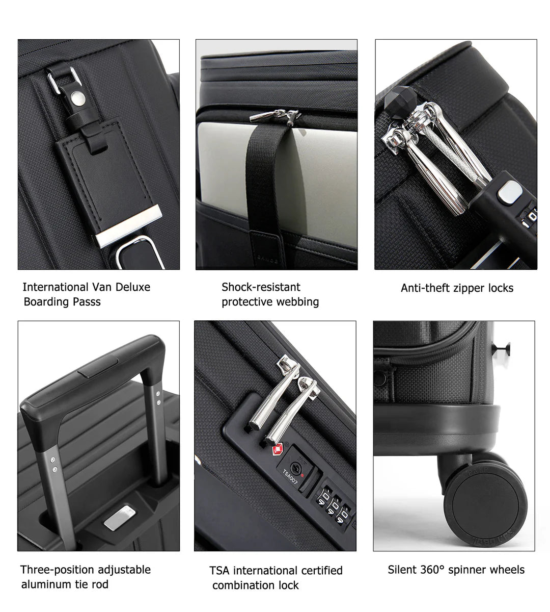 feilario 20in Luxury Hardshell Carry-On Luggage, Microfiber PC Spinner Wheels Airline-Approved Suitcase with TSA-Approved Lock for Effortless Travel