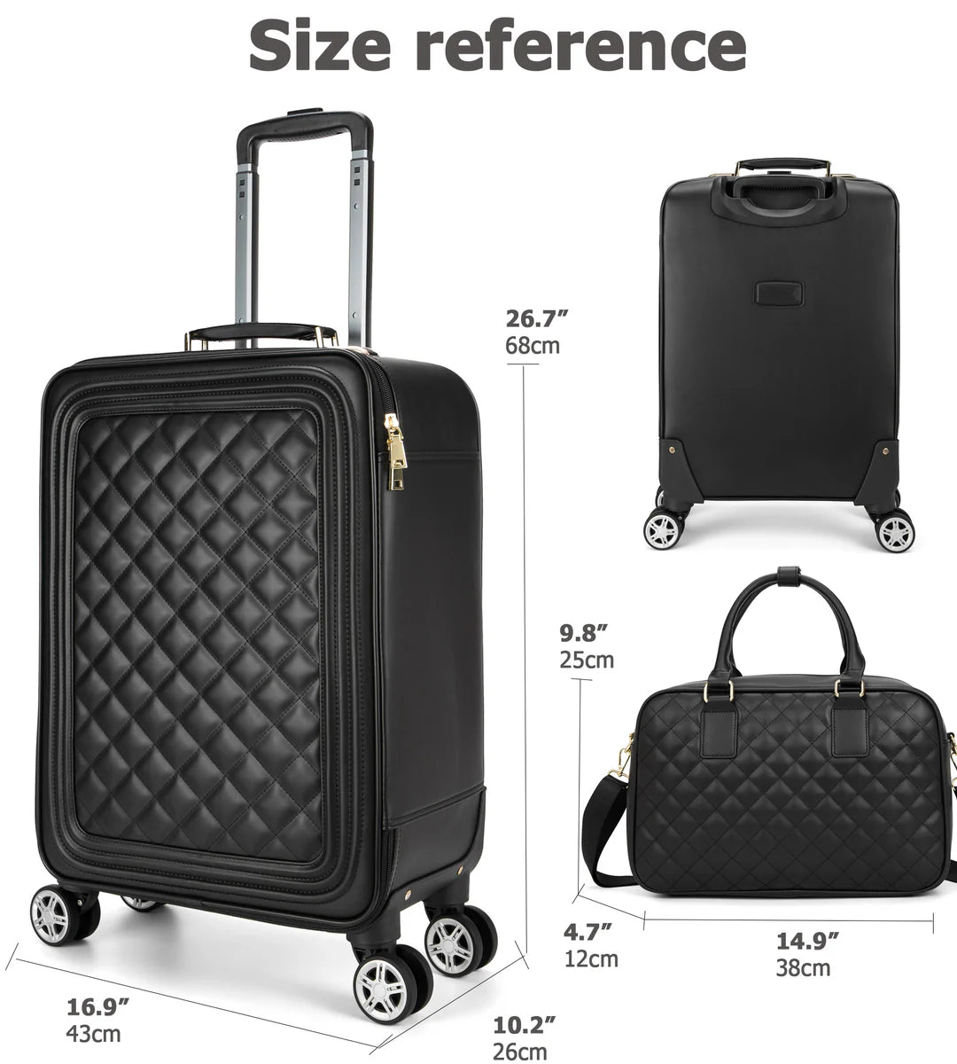 2-Piece Leather Spinner Luggage Set