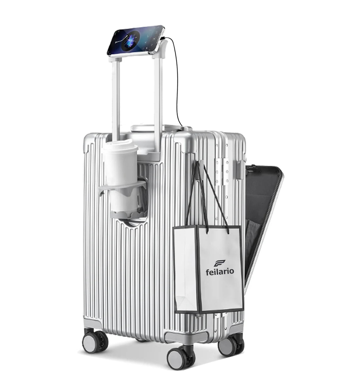 All-in-One Aluminum Spinner Carry-On Luggage
