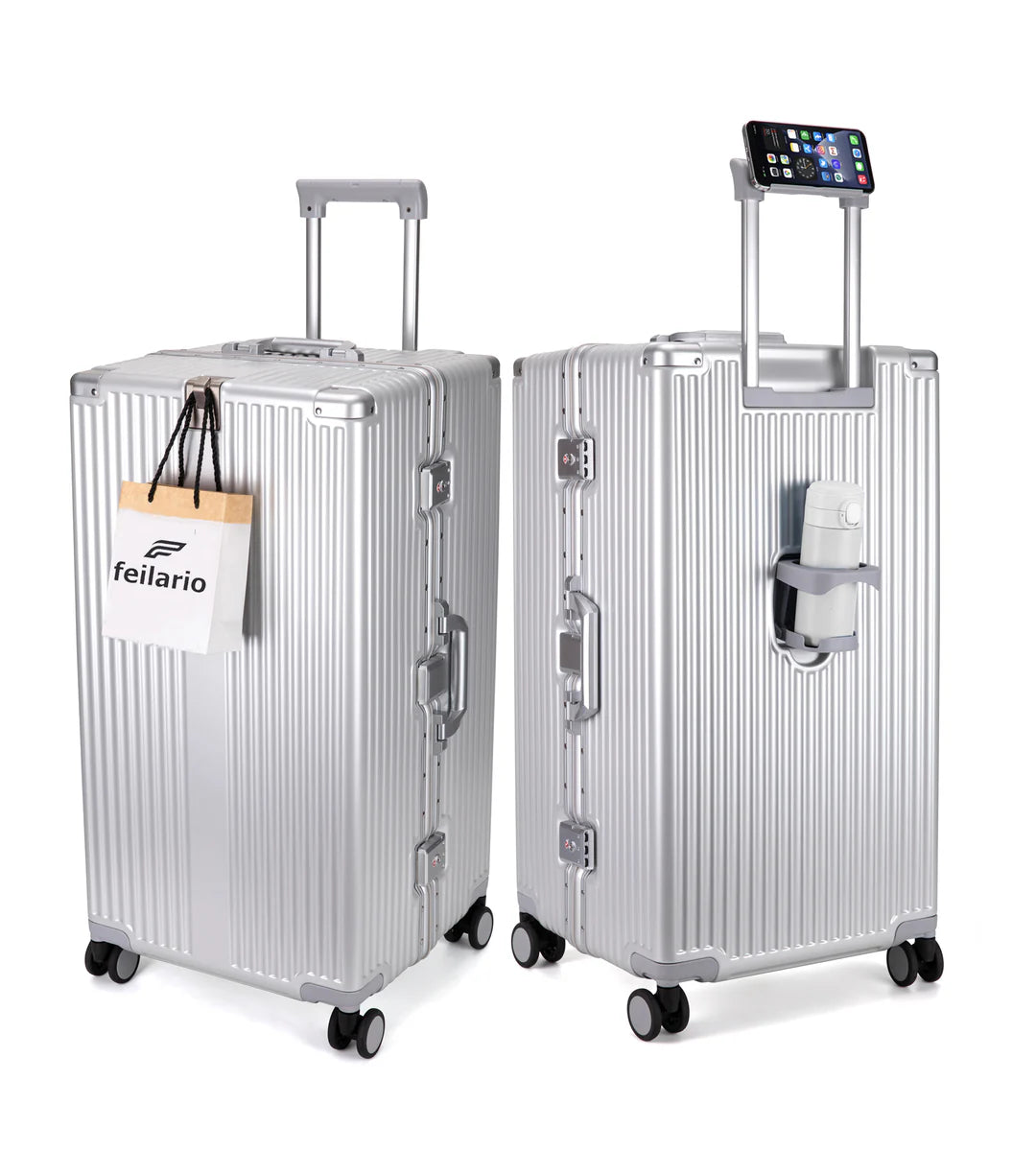 Super Large Aluminum Spinner Luggage Cup-Holder