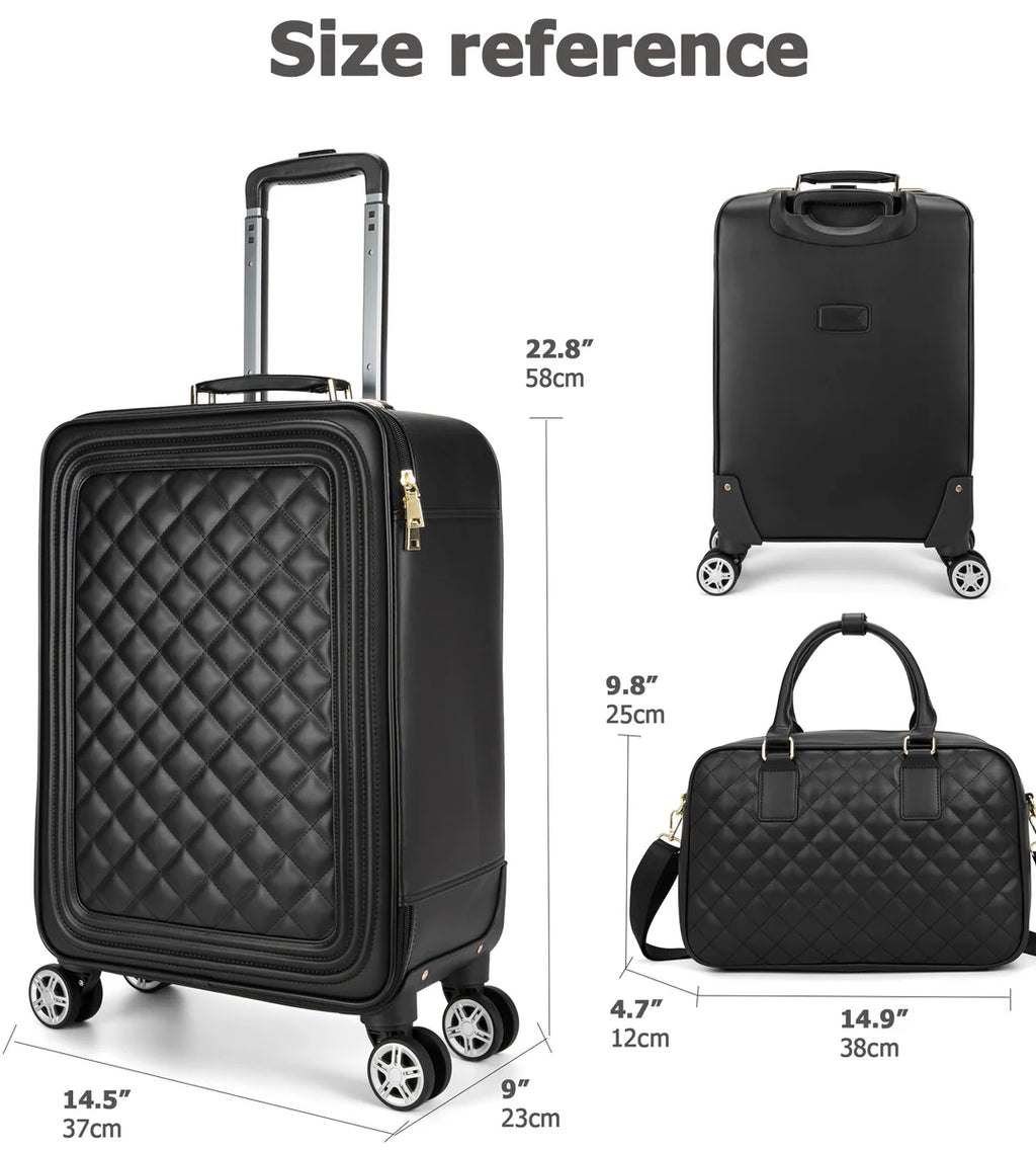 2-Piece Leather Spinner Luggage Set