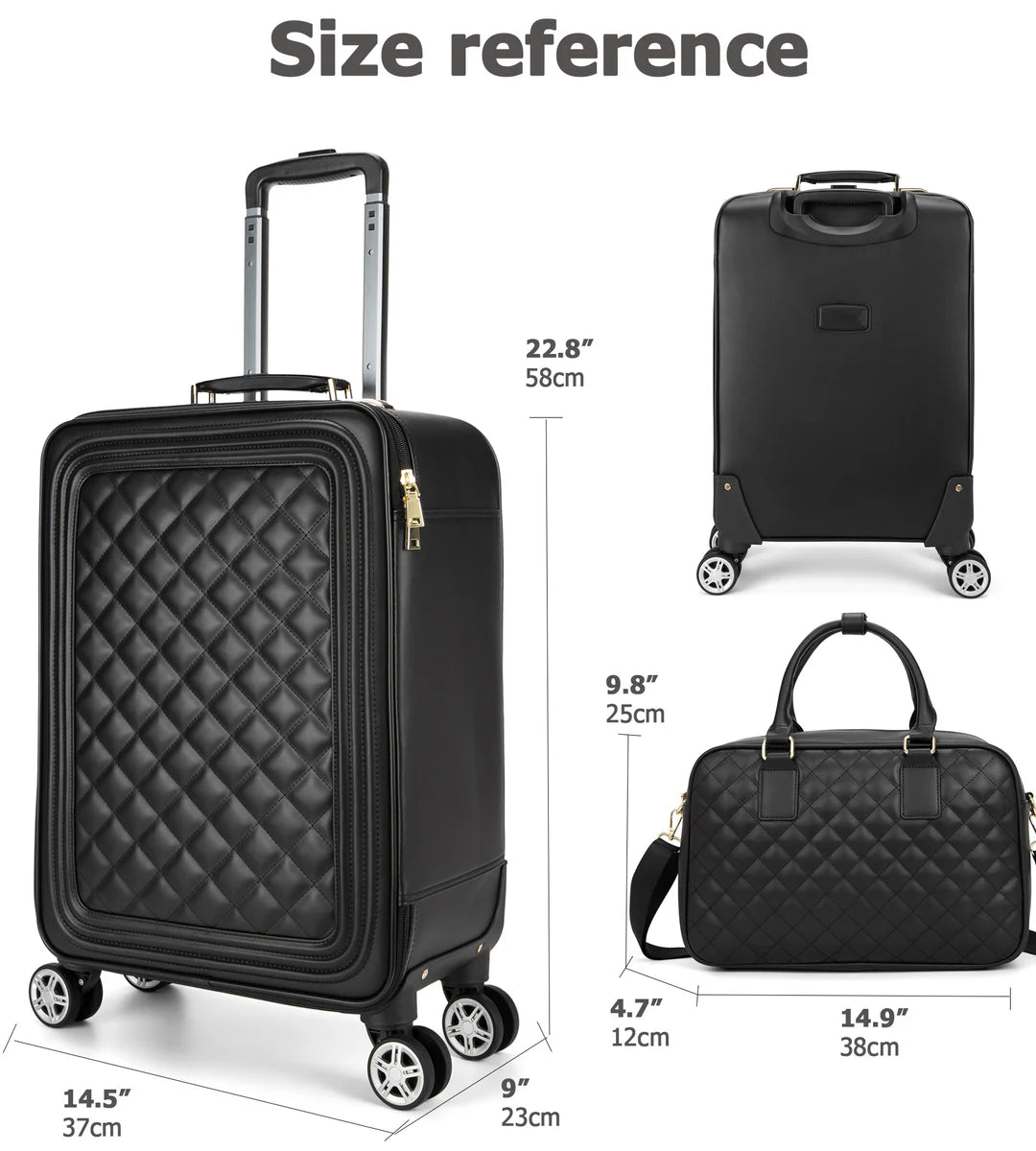 2-Piece Leather Spinner Luggage Set
