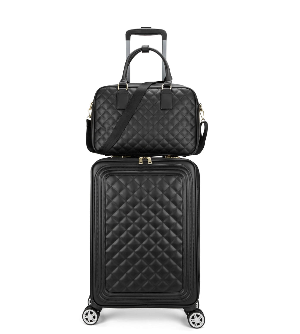 2-Piece Leather Spinner Luggage Set
