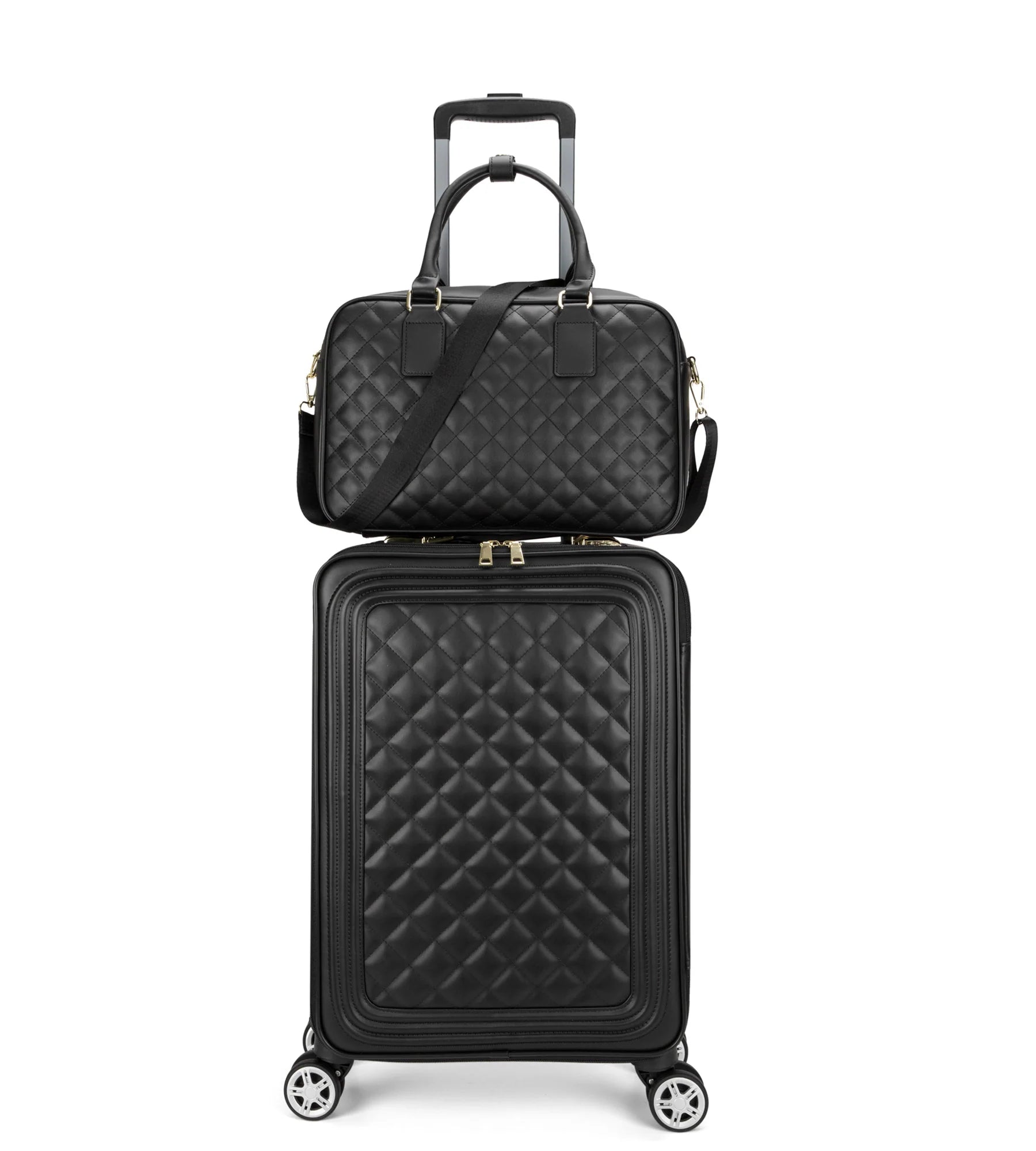2-Piece Leather Spinner Luggage Set