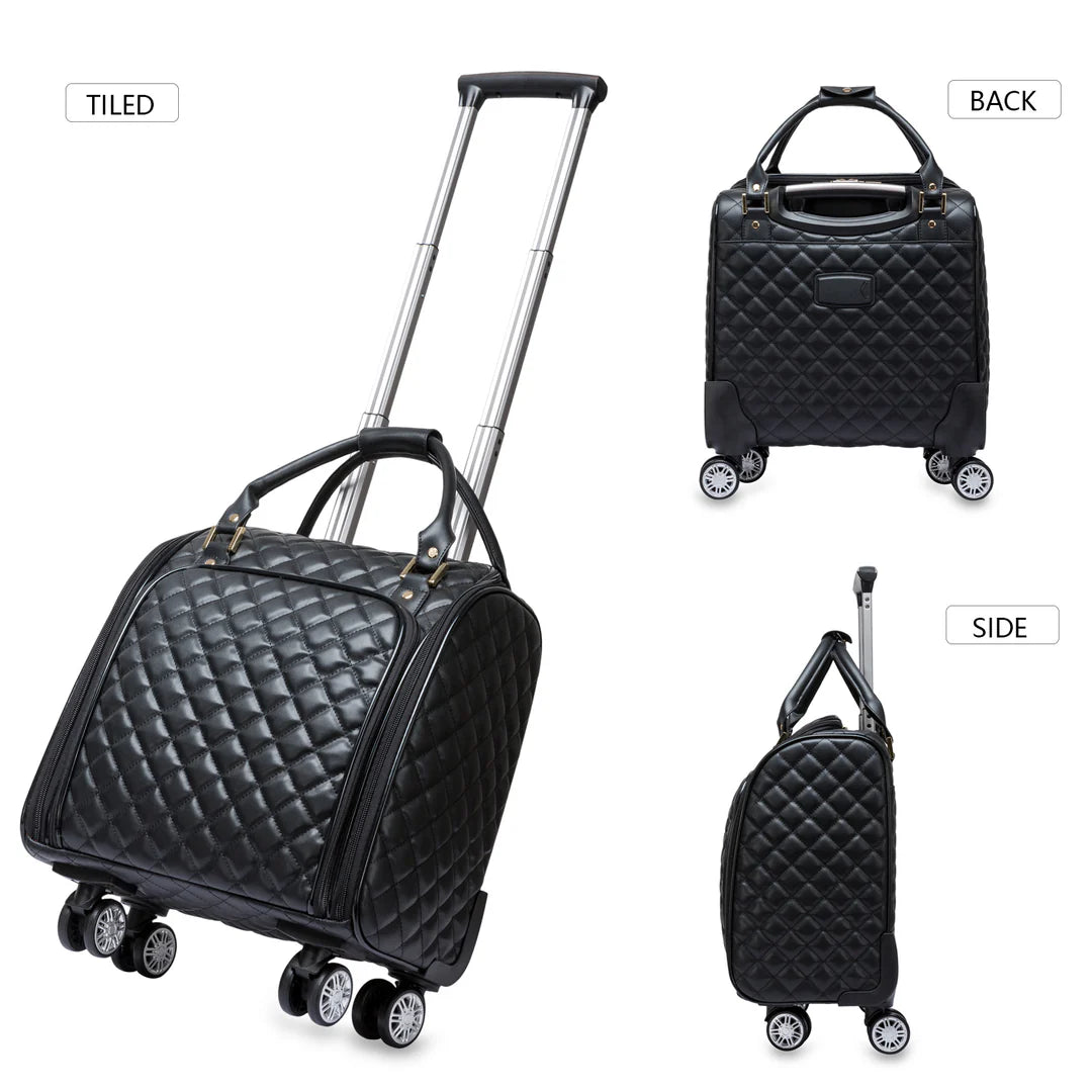 Feilario Leather Underseat Spinner Luggage