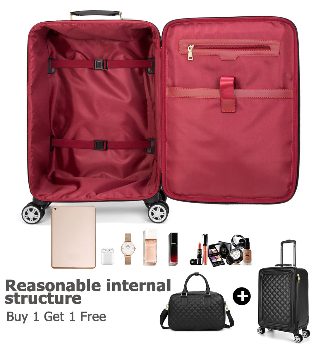 2-Piece Leather Spinner Luggage Set