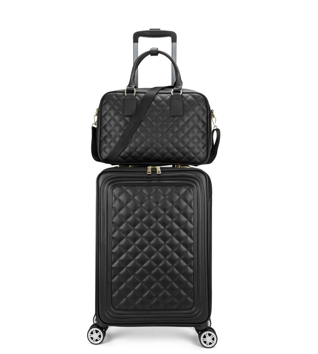 2-Piece Leather Spinner Luggage Set
